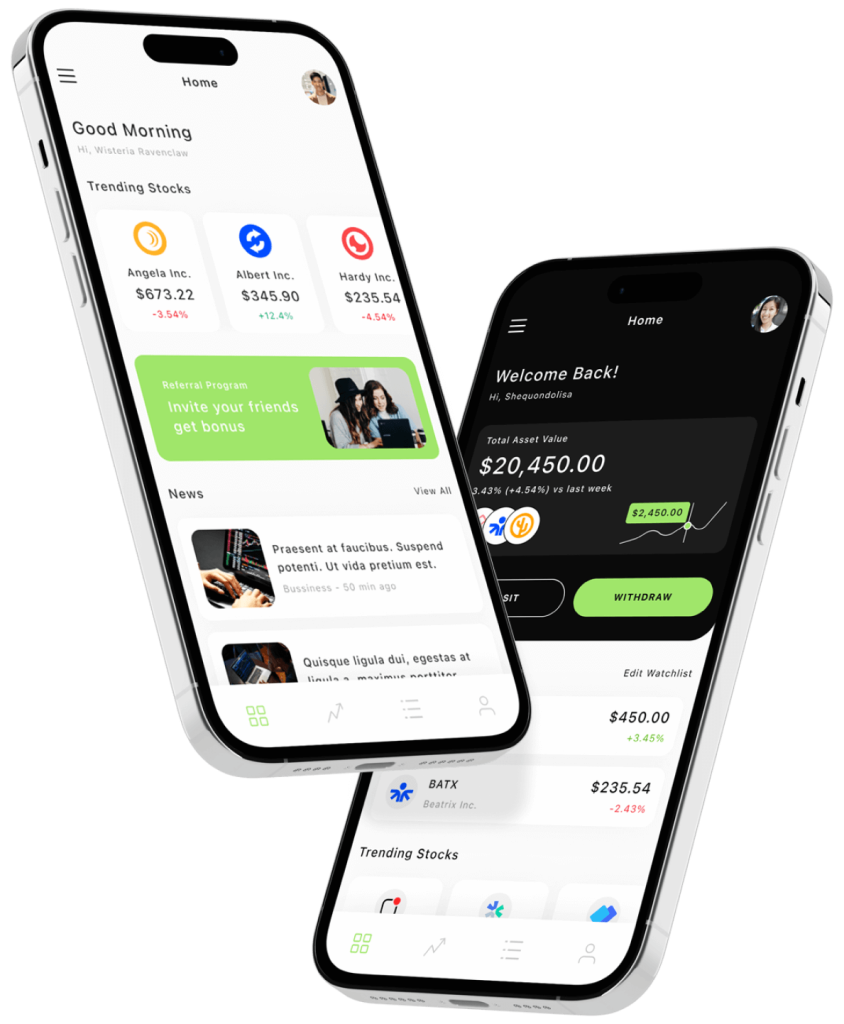 Tampilan aplikasi trading Trident Pro di smartphone