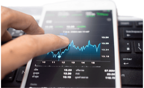 Grafik saham di layar tablet