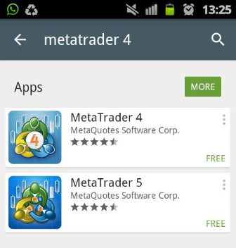 Pencarian MetaTrader di Google Play Store