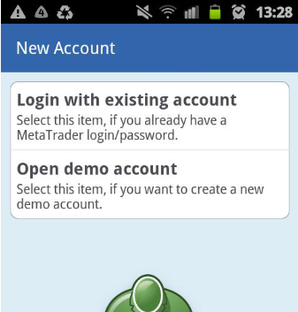 Pilihan login akun atau akun demo di Android