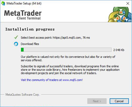 Proses instalasi MetaTrader 5